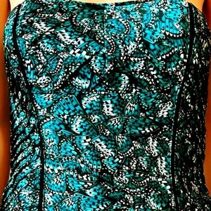 COPY - WHBM-EUC-TEAL&BLACK- BUTTERFLY.PRINT-BUSTIER/CORSET-SIZE:00